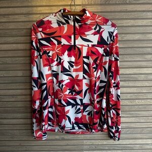 Callaway Women’s Multicolor Geometric Floral Top Size M  red orange black white